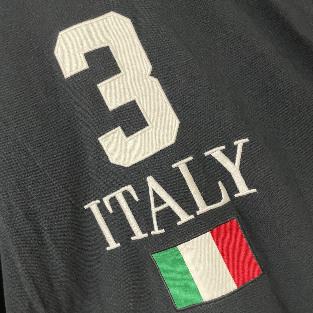 【美品】ポロバイラルフローレン　ビッグポニー半袖ポロシャツ　イタリア国旗　黒