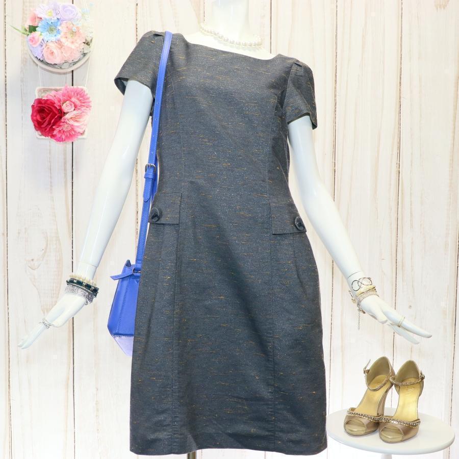 M'S GRACY 半袖ワンピース L グレー タック 大きいサイズ ほぼ未使用