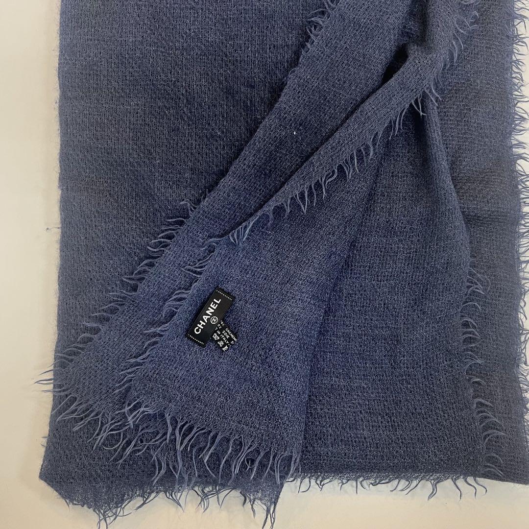 【CHANEL】シャネル　ココマーク　カシミア×シルク　大判ショール