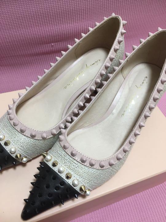 通販高品質 eimyistore MALHIA Kスタッズカラーコンビローヒール パンプス MhcUH-m85011333077 HOT特価