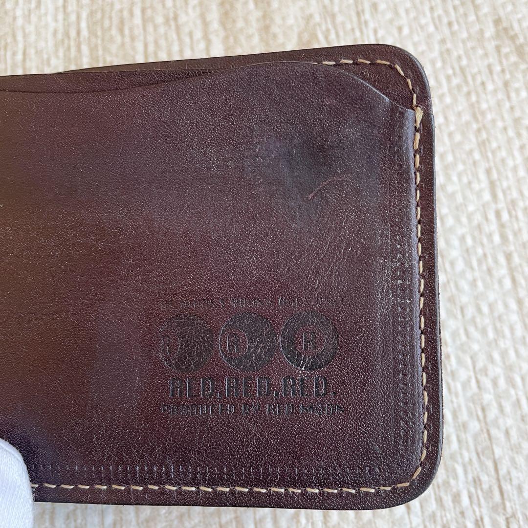 美品 レッドムーン 二つ折り財布 オイルドレザー ブラウン 横長
