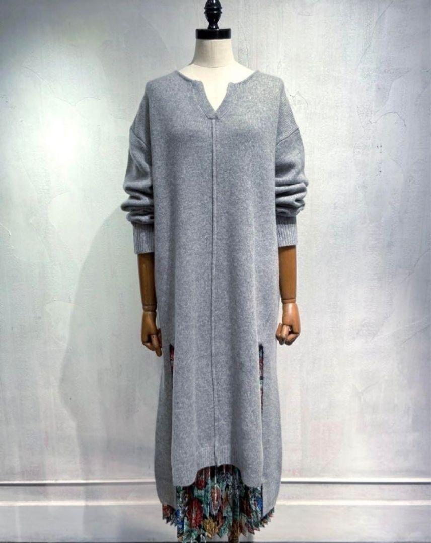 ビアズリー BEARDSLEY ニットコンビギャザーワンピース （gray） - ファッション通販 MAGASEEK(マガシーク)