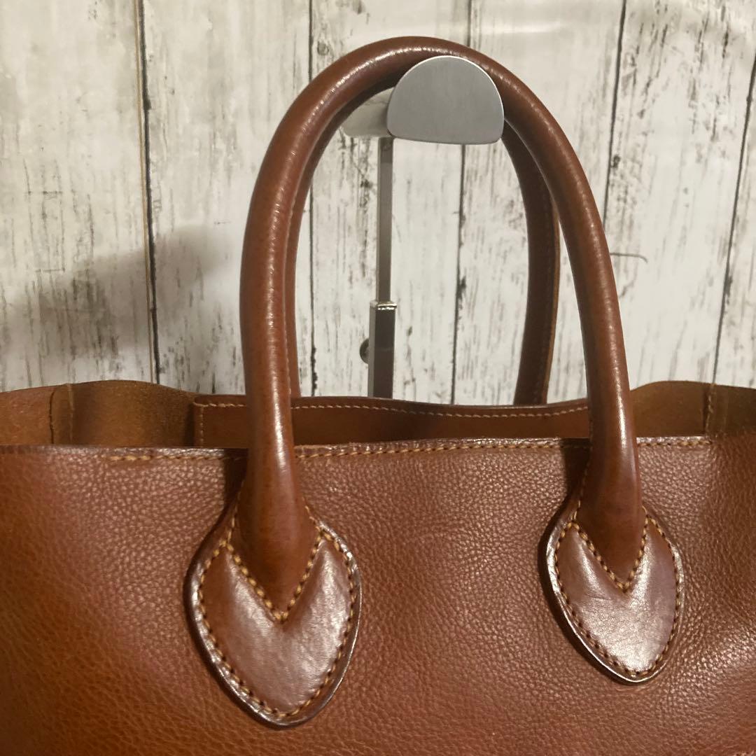 genten ゲンテン ミネルヴァ トートバッグ　茶系　オールレザー