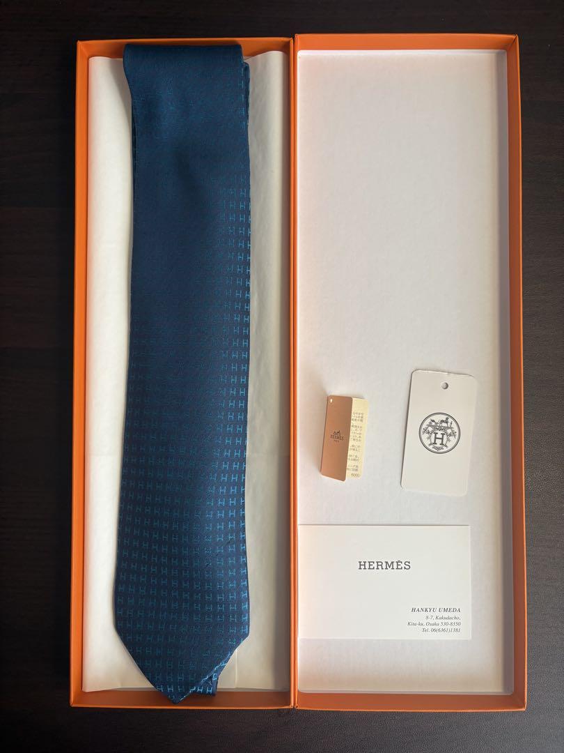 HERMES ダークブルー ネクタイ