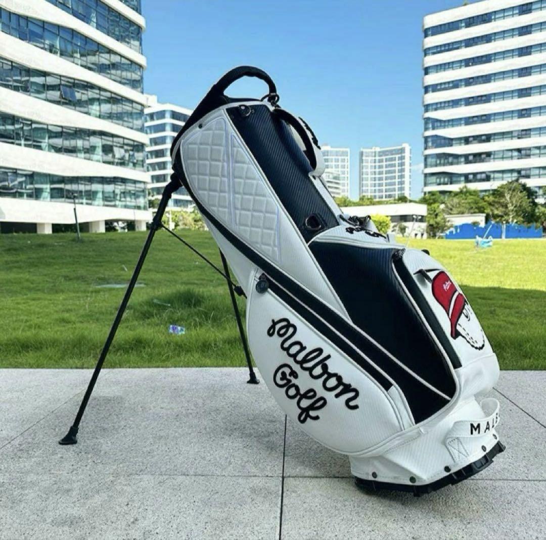 マルボンゴルフ Malbon golf キャディバッグ 男女兼用 白