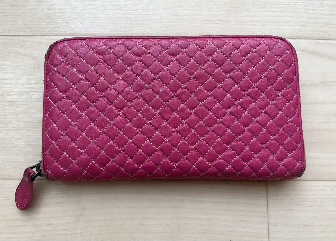 Bottega Veneta ピンク キルティング長財布