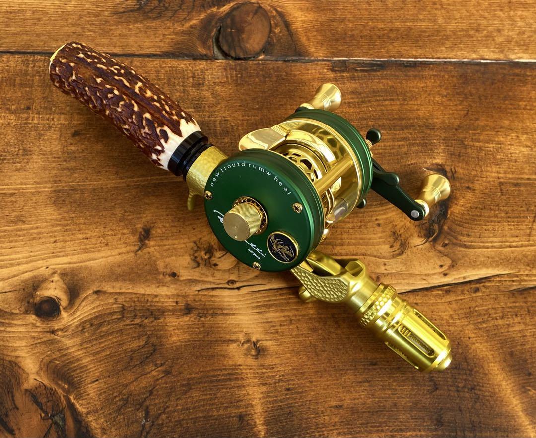 ガングリップ　ゴールド　鹿の角グリップ　ロッドビルディング　ハンドメイド　渓流