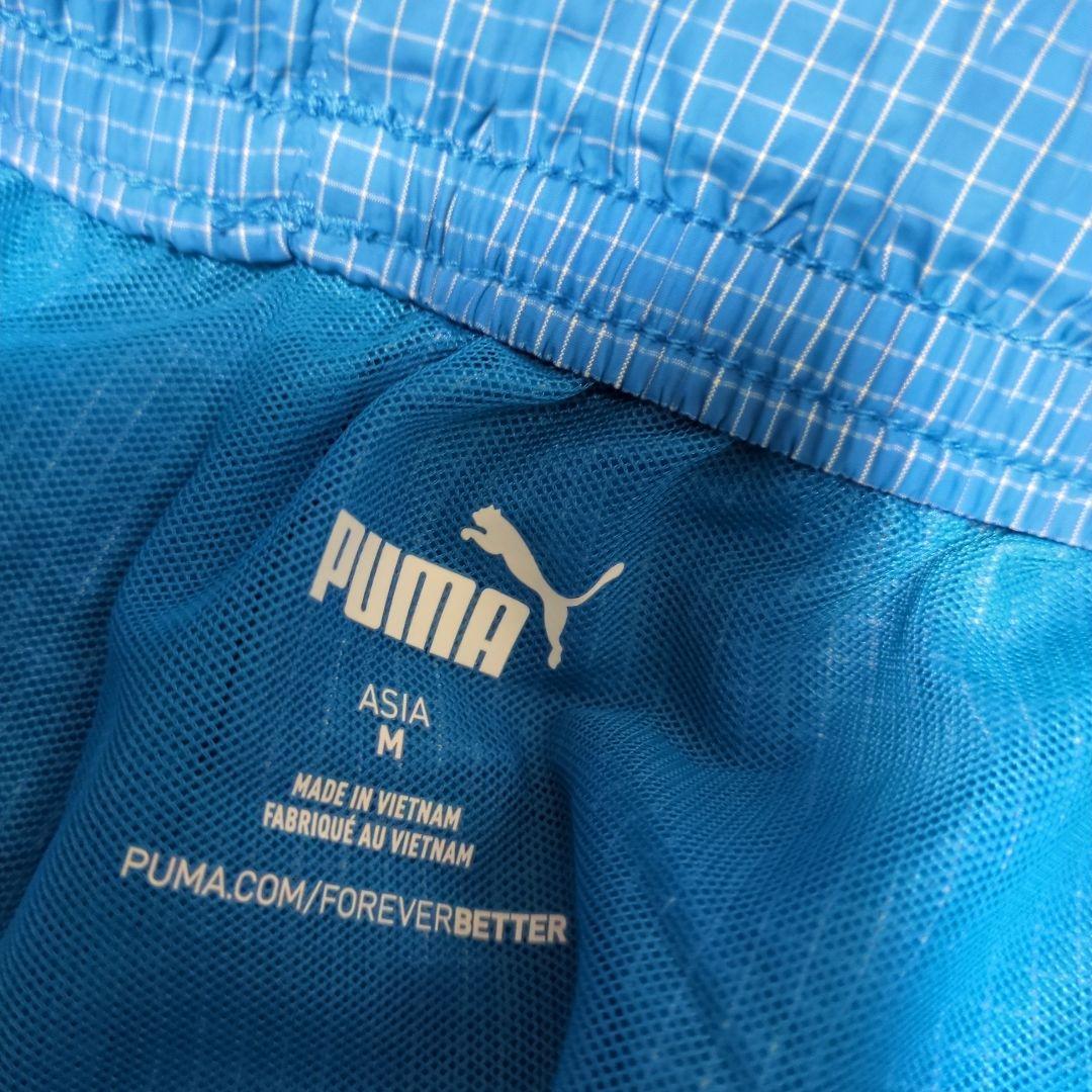 PUMA 青 チェック柄 ジャケット ショーツ セット　Lサイズ＆Мサイズ
