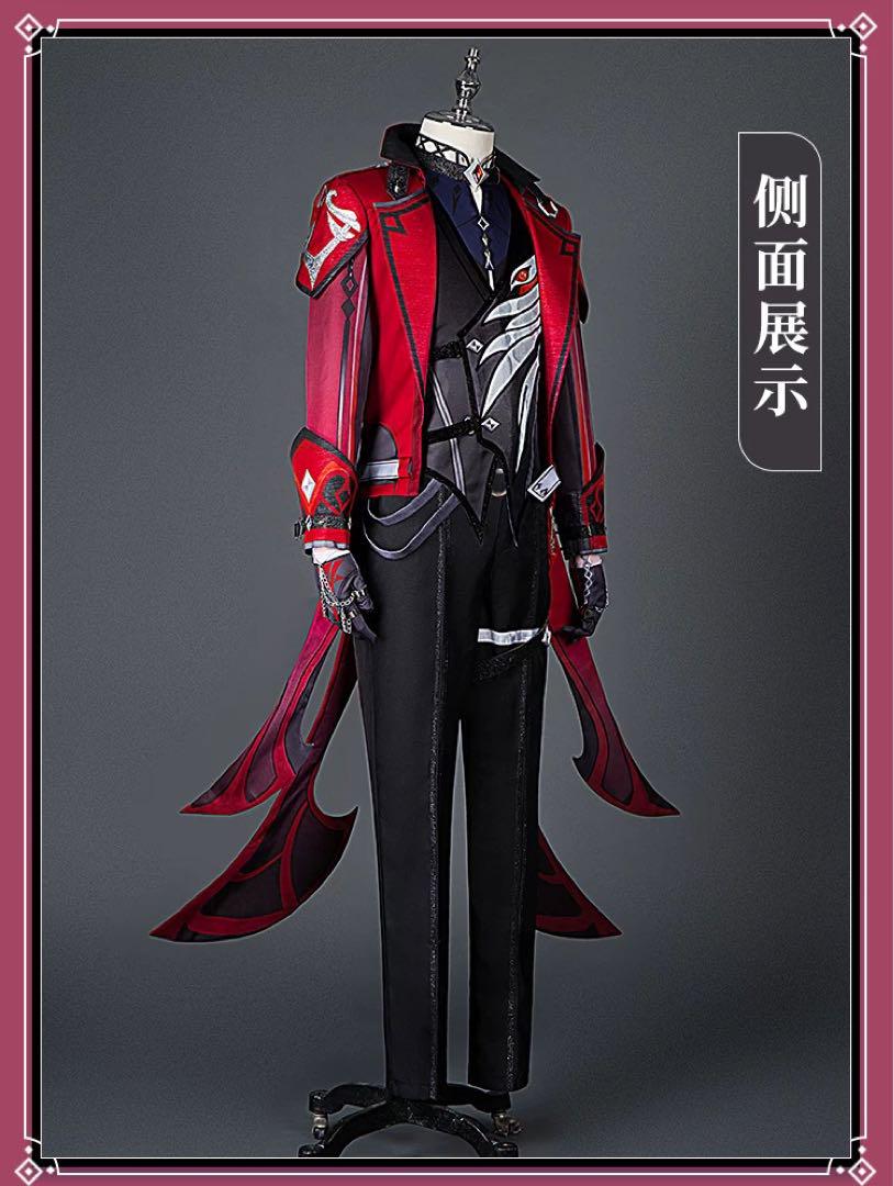 原神 ディルック コスプレ ウィッグ 靴 五次元 原神 コスプレ ディルック ウィッグ