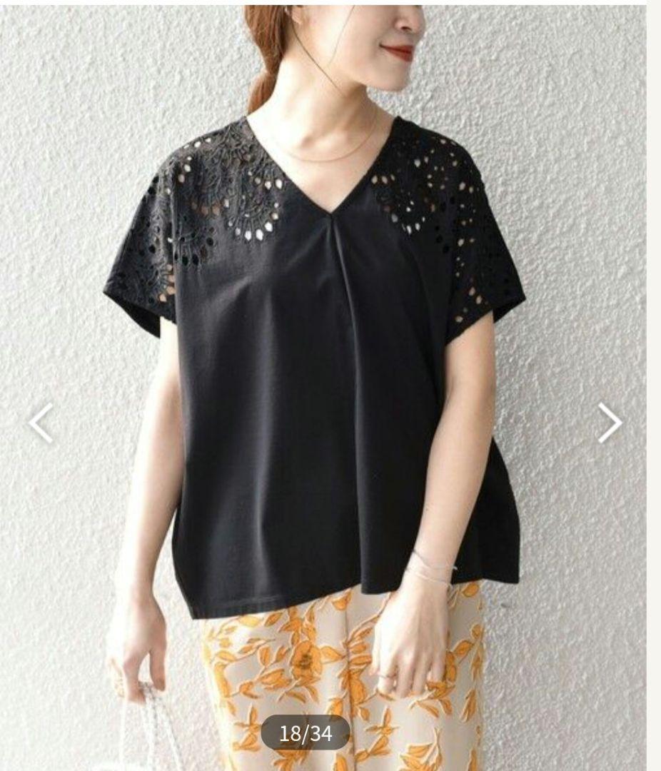 芸能人愛用アイテム特集 シップス 刺繍 エンブロイダリーカットワークトップス SHIPS シャツ+ブラウス(半袖+袖なし)
