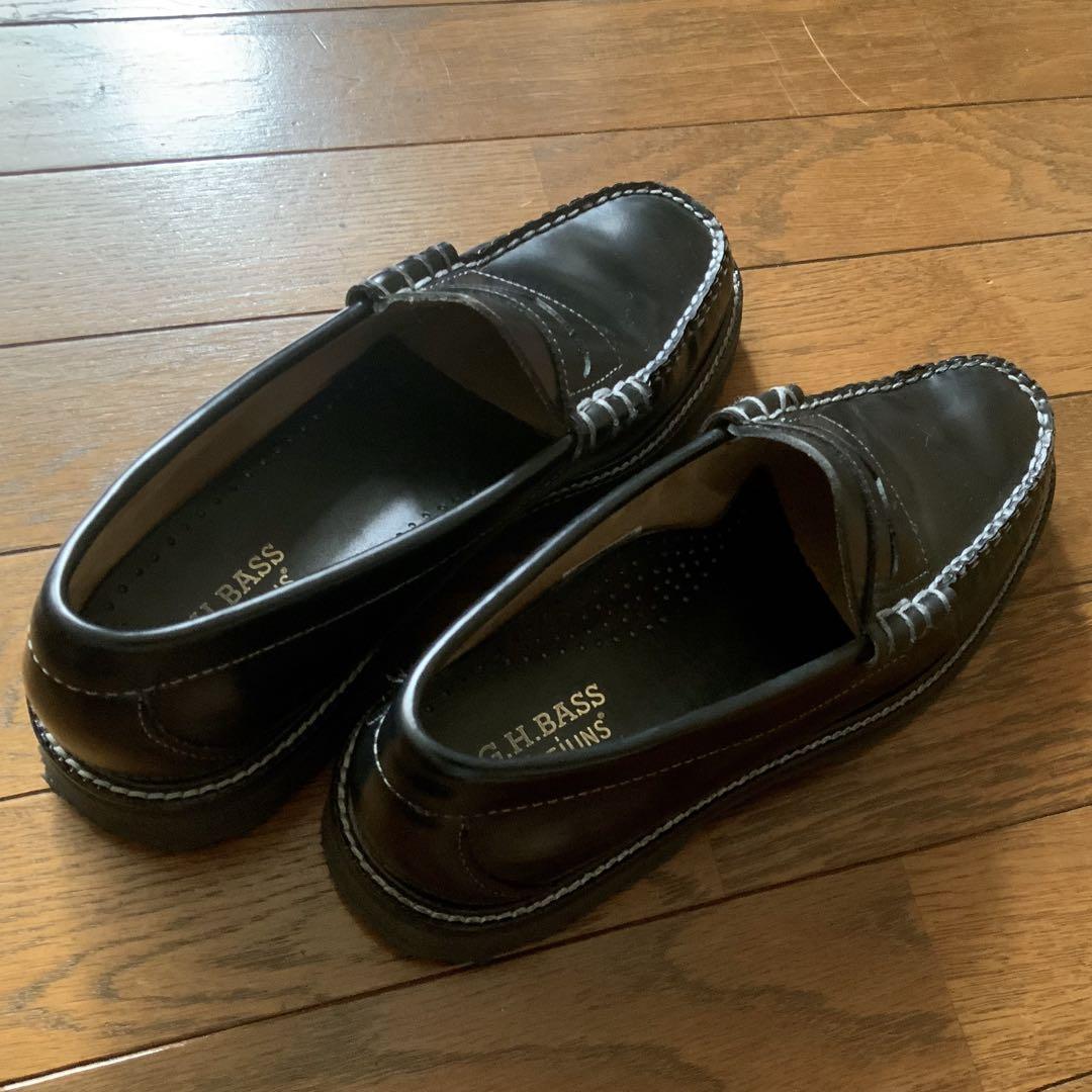 G.H. BASS レザー ローファー 革靴 WEEJUN 黒 US7 JP25