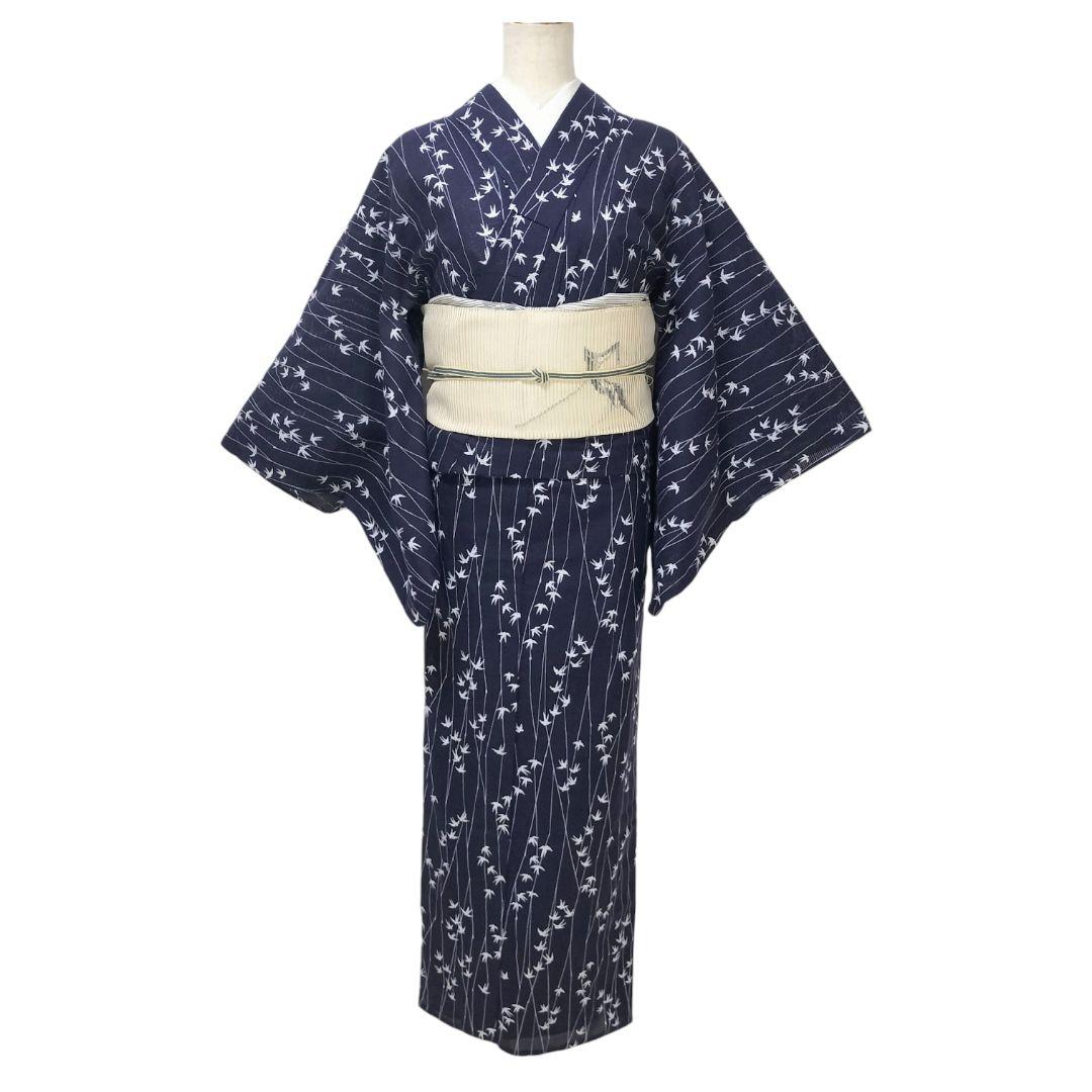 【浴衣】燕模様　ツバメ　鳥　未使用品　藍染 注染　紺　ネイビー レトロ　古典 綿 楽天市場】(浴衣値下げ価格据え置き7/31迄)【Prices down2】浴衣