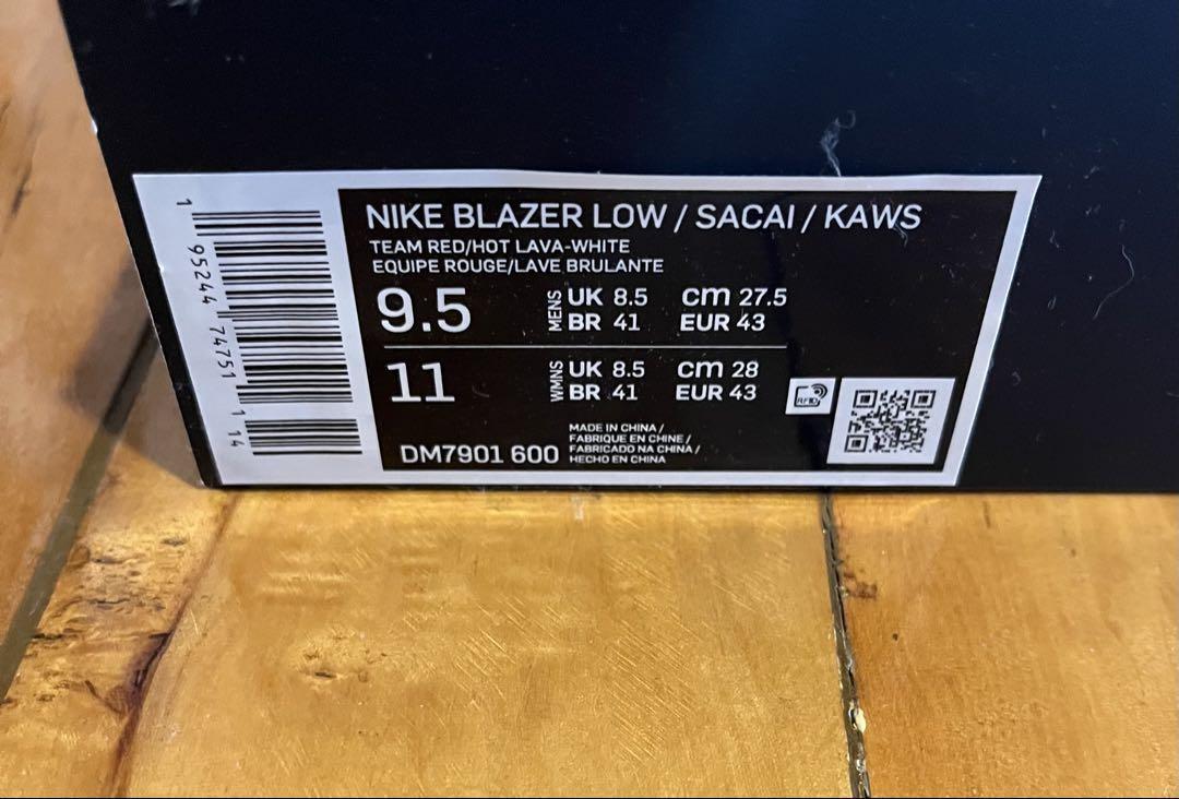 kaws✖️sacai✖️Nike Blazer スニーカー us 9.5