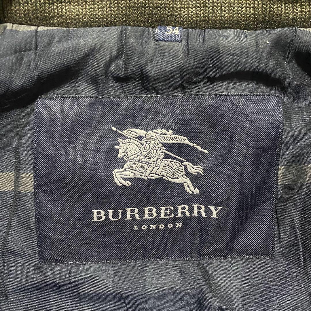 90s BURBERRY ウール モッズコート 刺繍ロゴXL（56）光沢オリーブ