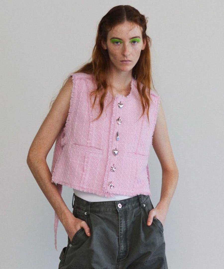 トップス MAISON SPECIAL Tweed Fringe Vest