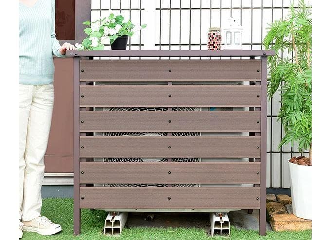 完売】 人工木エアコン室外機カバー大型タイプ ダークブラウン