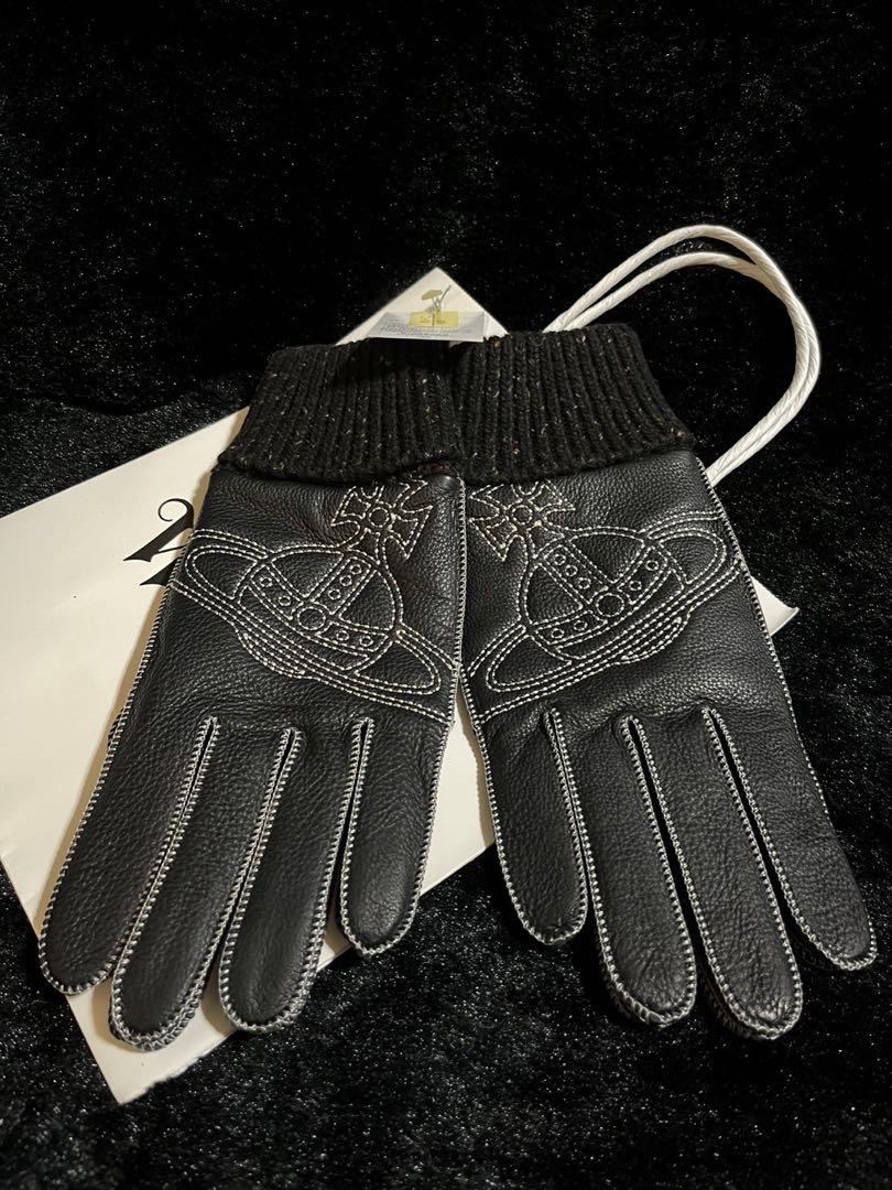 新品未使用　vivienne westwood レザー手袋 ニット　黒