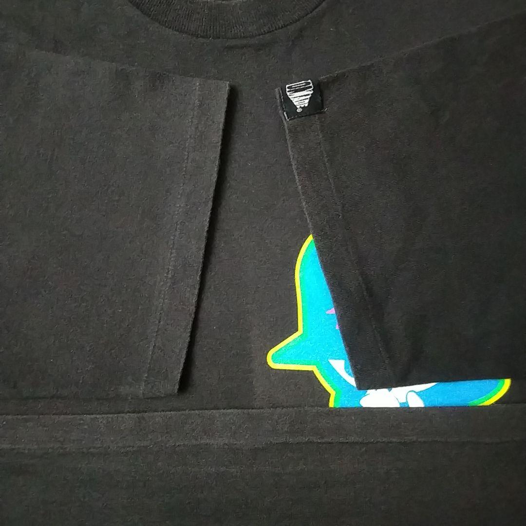 90s 紺タグ オールドステューシー×カスタメイド スカル Tシャツ 黒 M