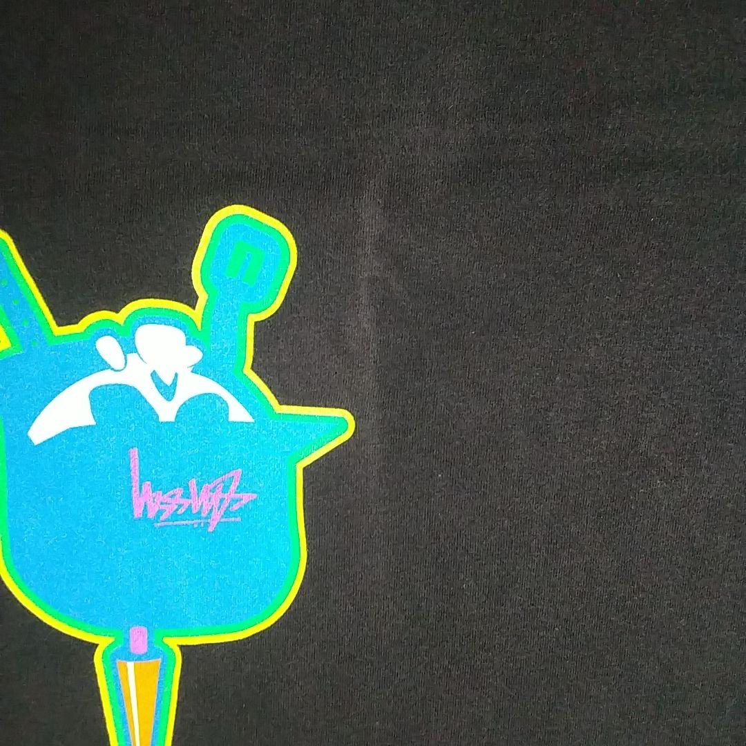 90s 紺タグ オールドステューシー×カスタメイド スカル Tシャツ 黒 M