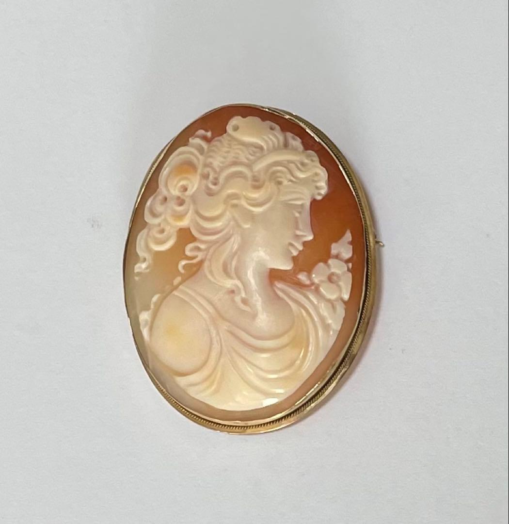 イタリア製　シェルカメオ　K14 585 246NA ツーウェイ