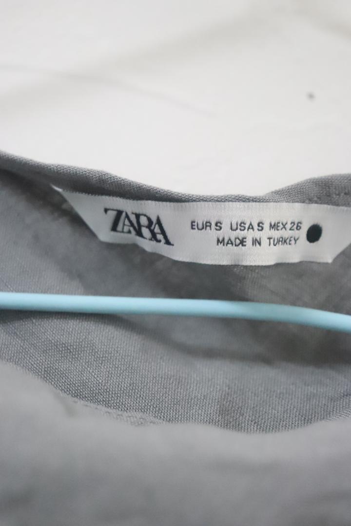 2025春の新作 プロフ必読ZARA ザラギャザーリネンブレンドワンピースSかわいい レディースウェア
