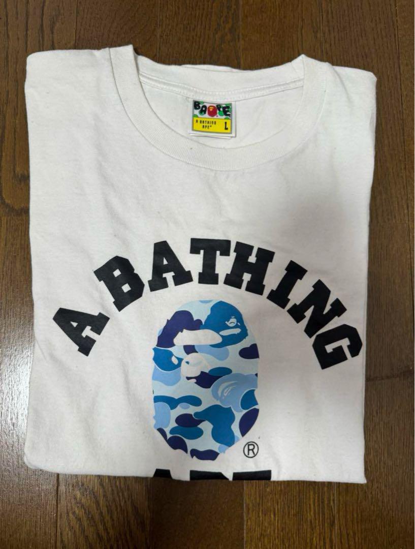 A BATHING APE ロゴプリント Tシャツ L ホワイト メンズ