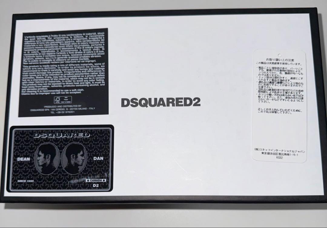 DSQUARED2 ロゴカーフレザーウォレット LIME 中古美品