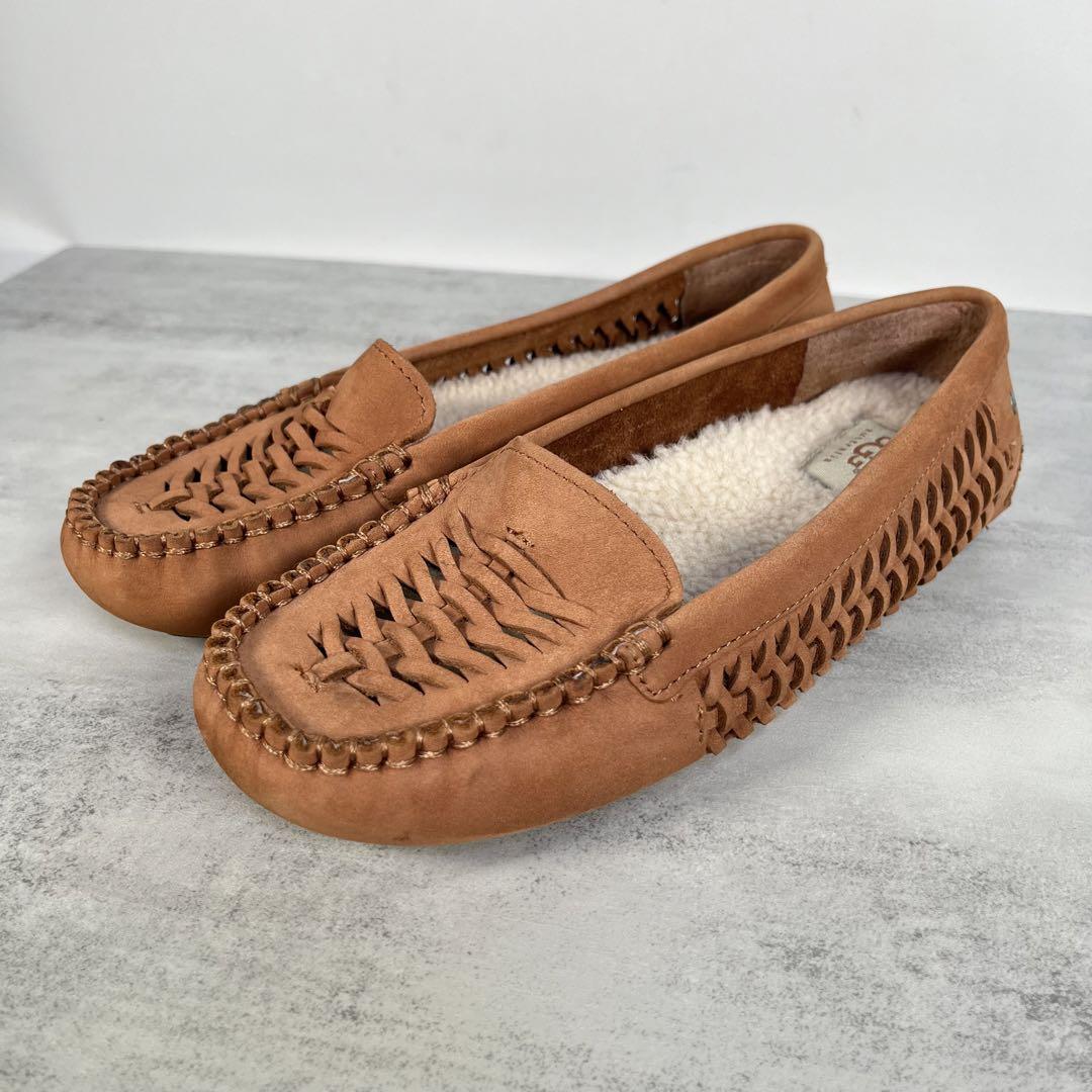 【美品】アグ/UGG クラリー メッシュ モカシン　フラット シューズ　ボア　茶