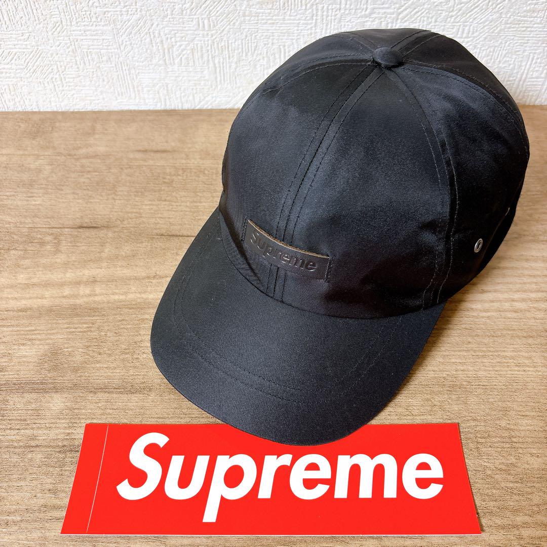 正規品　Supreme シュプリーム　キャップ　帽子　牛革ロゴ　ブラック　黒
