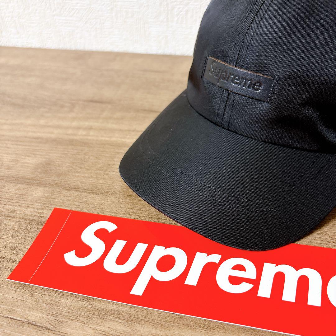 正規品　Supreme シュプリーム　キャップ　帽子　牛革ロゴ　ブラック　黒