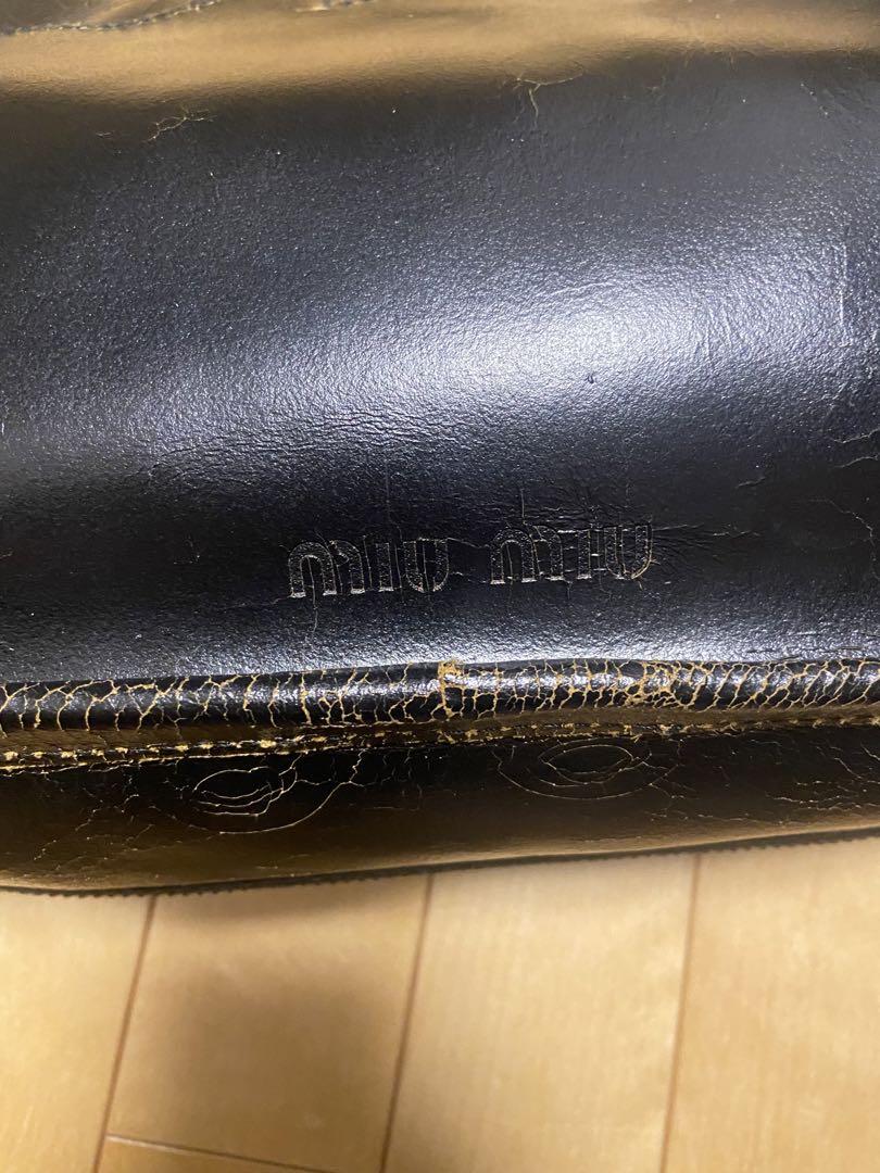 バッグ miu miu damaged leather shoulder bag