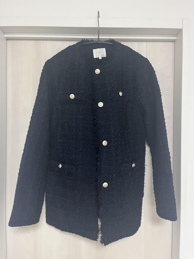 新品 grove ネイビー ツイードジャケット