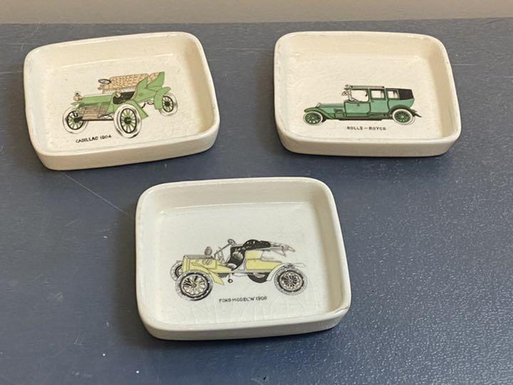クラシックカー 小皿3枚セット used品
