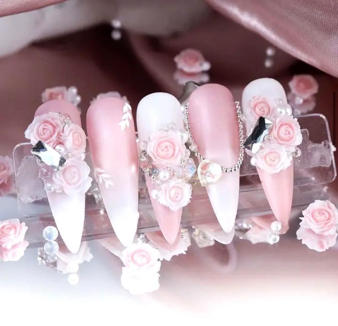 ピンク ローズ ネイル パーツ レジン プラ デコ アート 薔薇