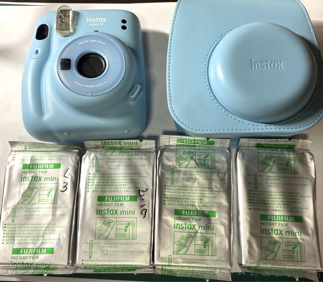 逆輸入 instax mini 11 チェキ スカイブルー ケース フィルム付き