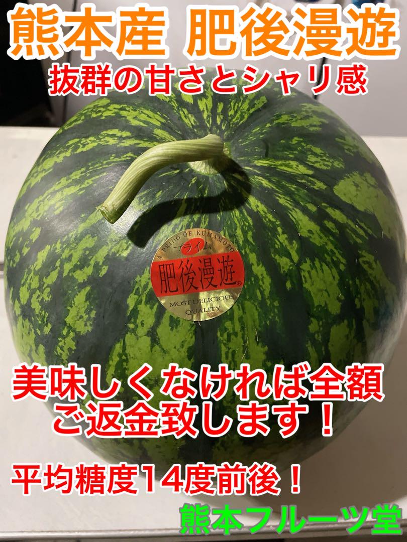 熊本産 大玉スイカ肥後漫遊 S2玉 9〜11k箱込　かめまる食堂