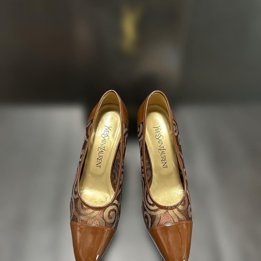 Saint Laurent ヒール パンプス ブラウン ★ 新作 Yves Saint Laurent ブラウン ハイヒールパンプス - メルカリ