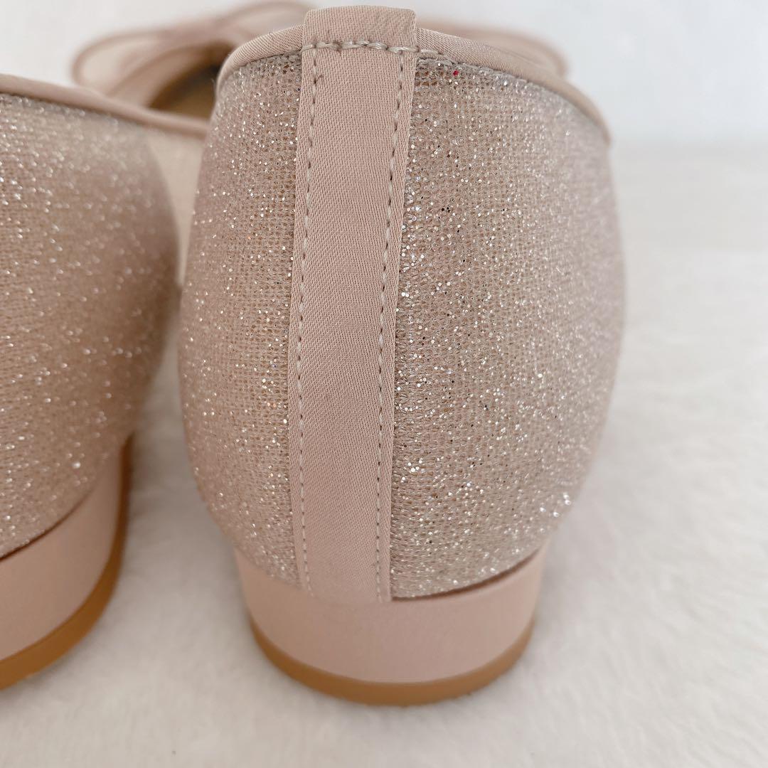 美品♡LE TALON ポインテッドチュールリボンフラットパンプス　24cm
