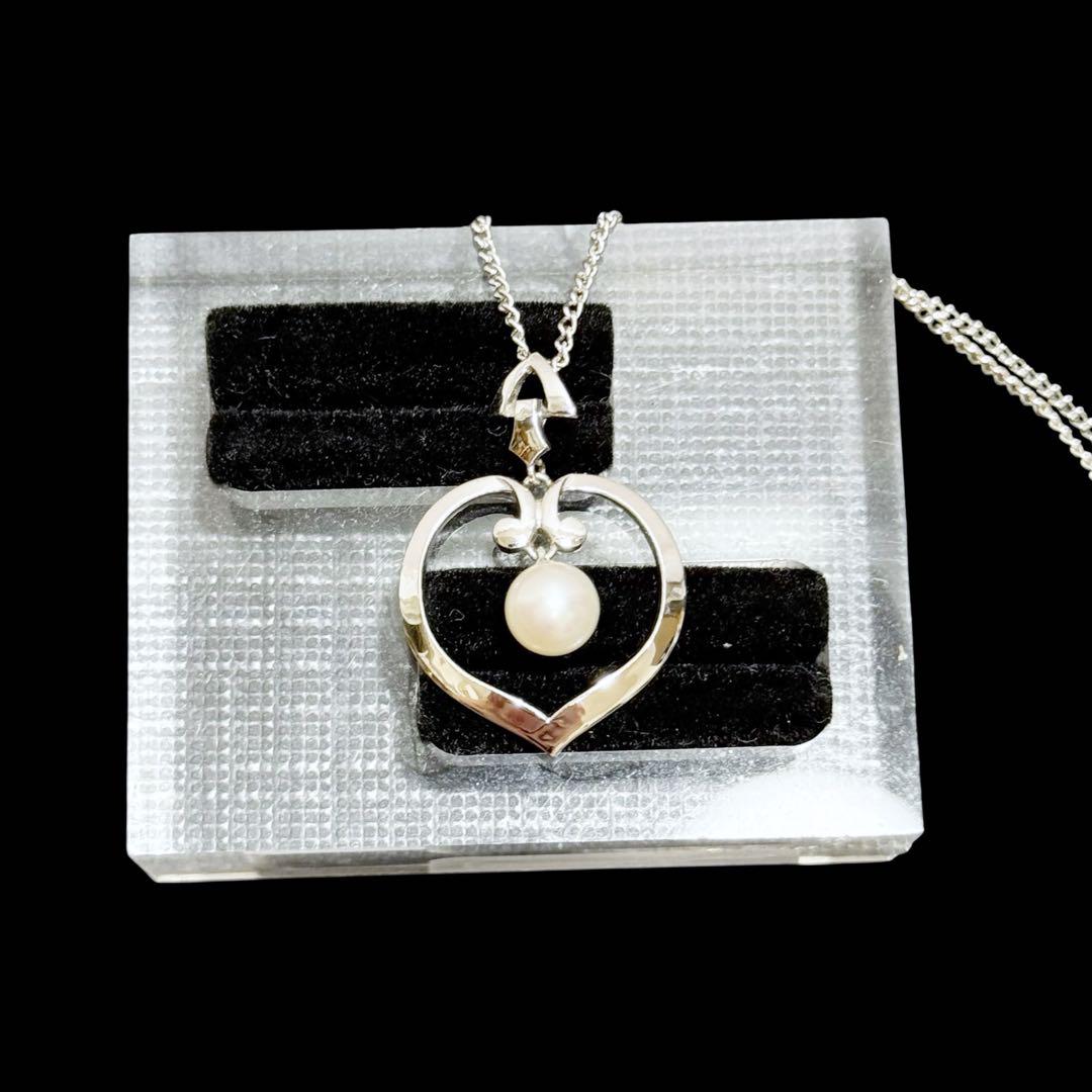 美品✨MIKIMOTO ミキモト　パール　ハート　ネックレス　SV925 本真珠 美品✨MIKIMOTO ミキモト パール ハート ネックレス SV925 本
