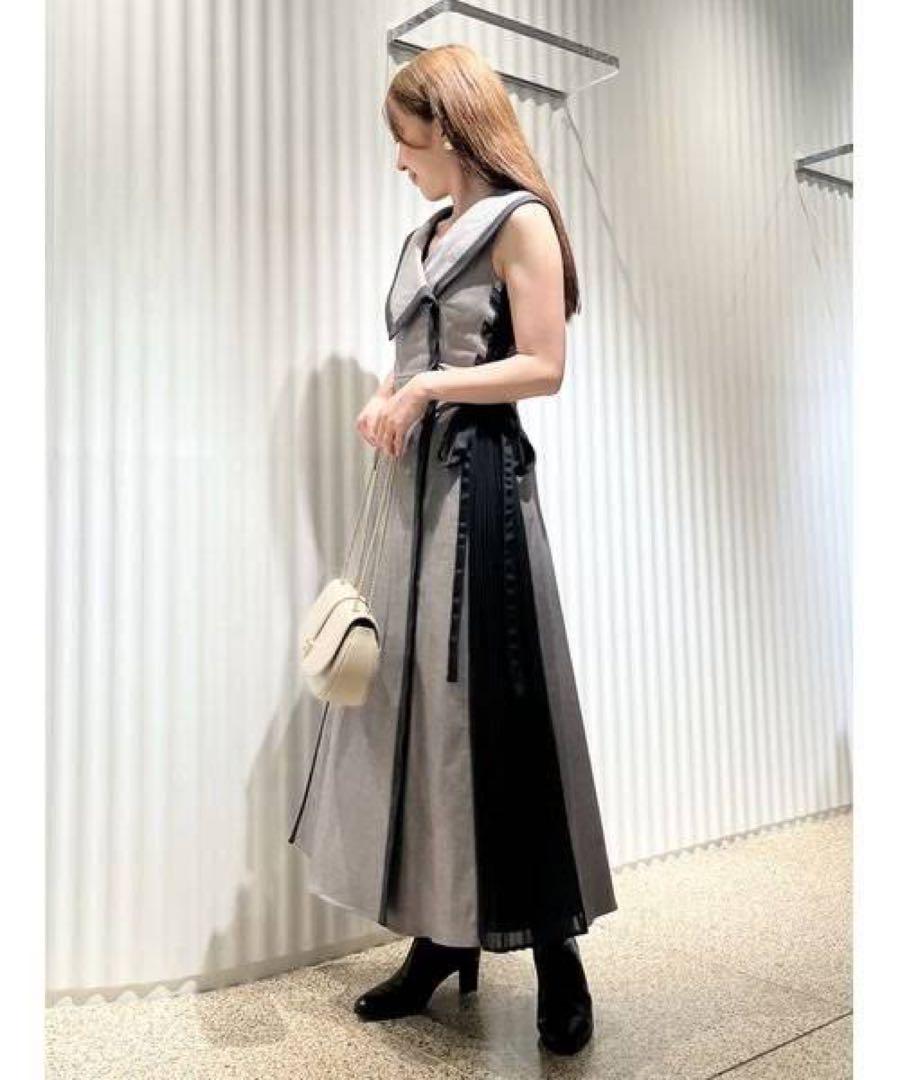 新品 SNIDEL スナイデル サイドプリーツツイードワンピース