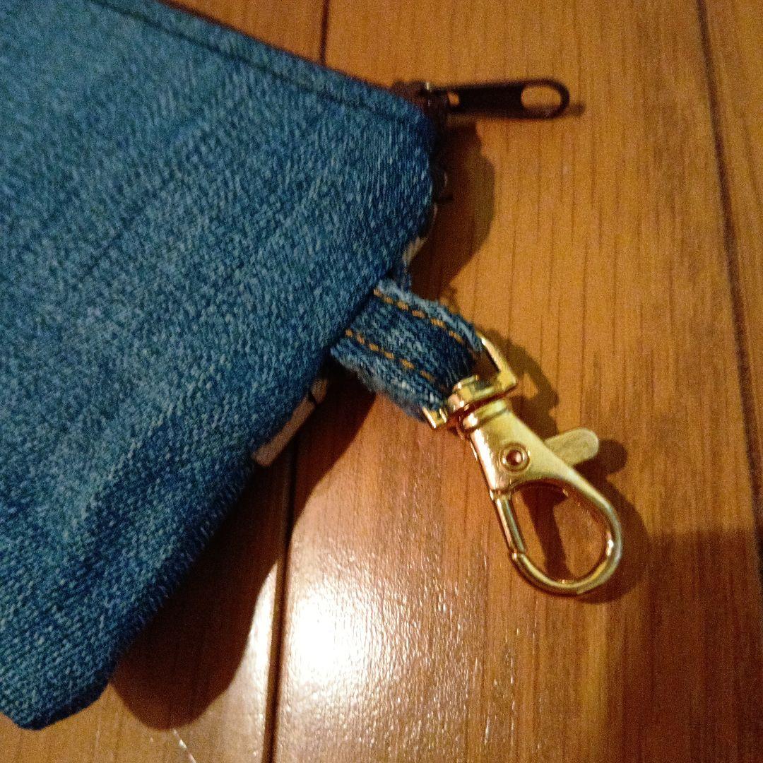 ハンドメイド　デニムリメイク　トートバック　ポケットティッシュポーチ付き