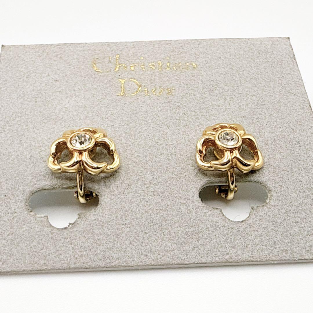 2552 極美品✨Dior　ピアス　CD ロゴ　希少　刻印 極美品✨ Dior イヤリング CD ロゴ ラインストーン 希少 刻印