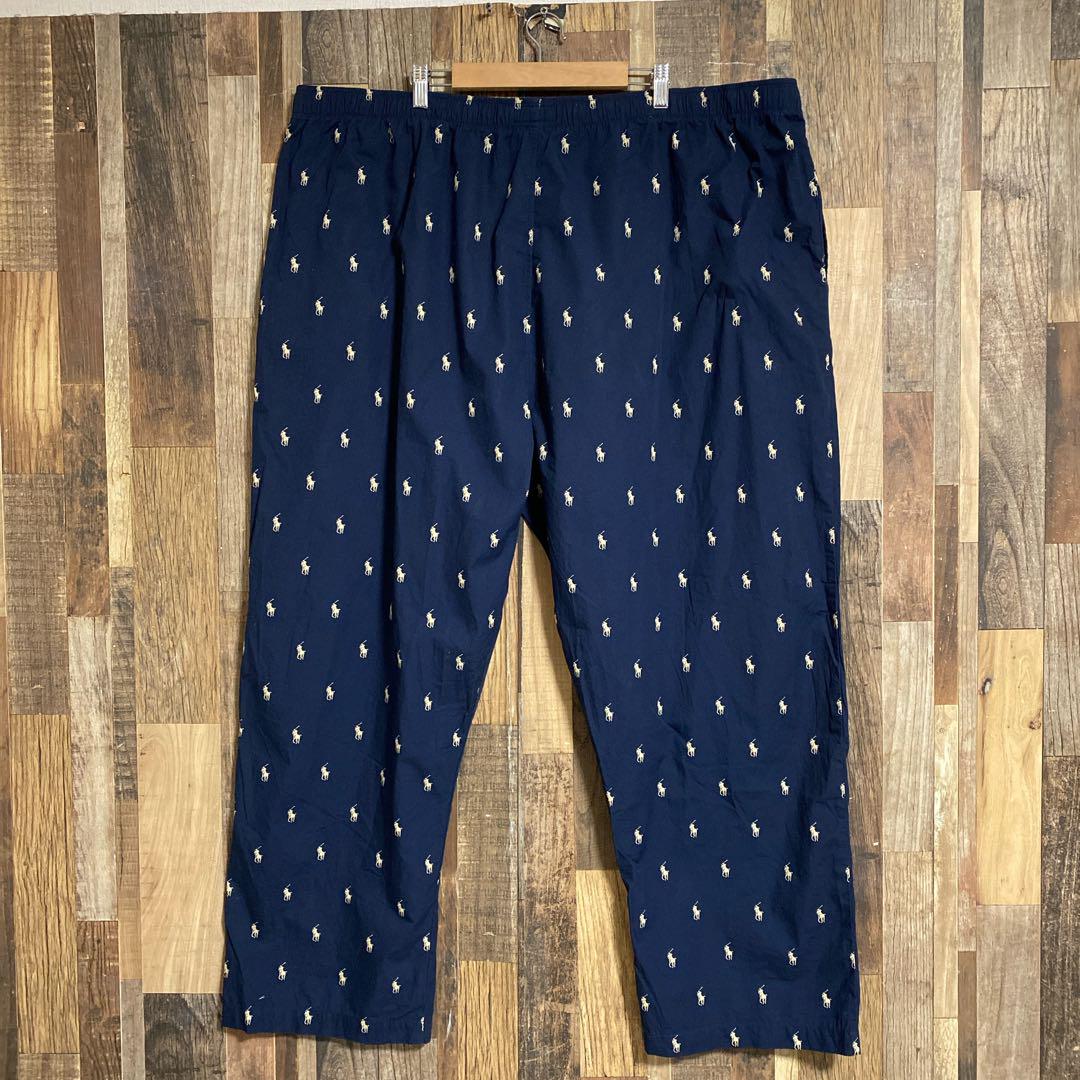 ポロラルフローレン パジャマ パンツ 総柄 ロゴ 3XL USA古着 90s