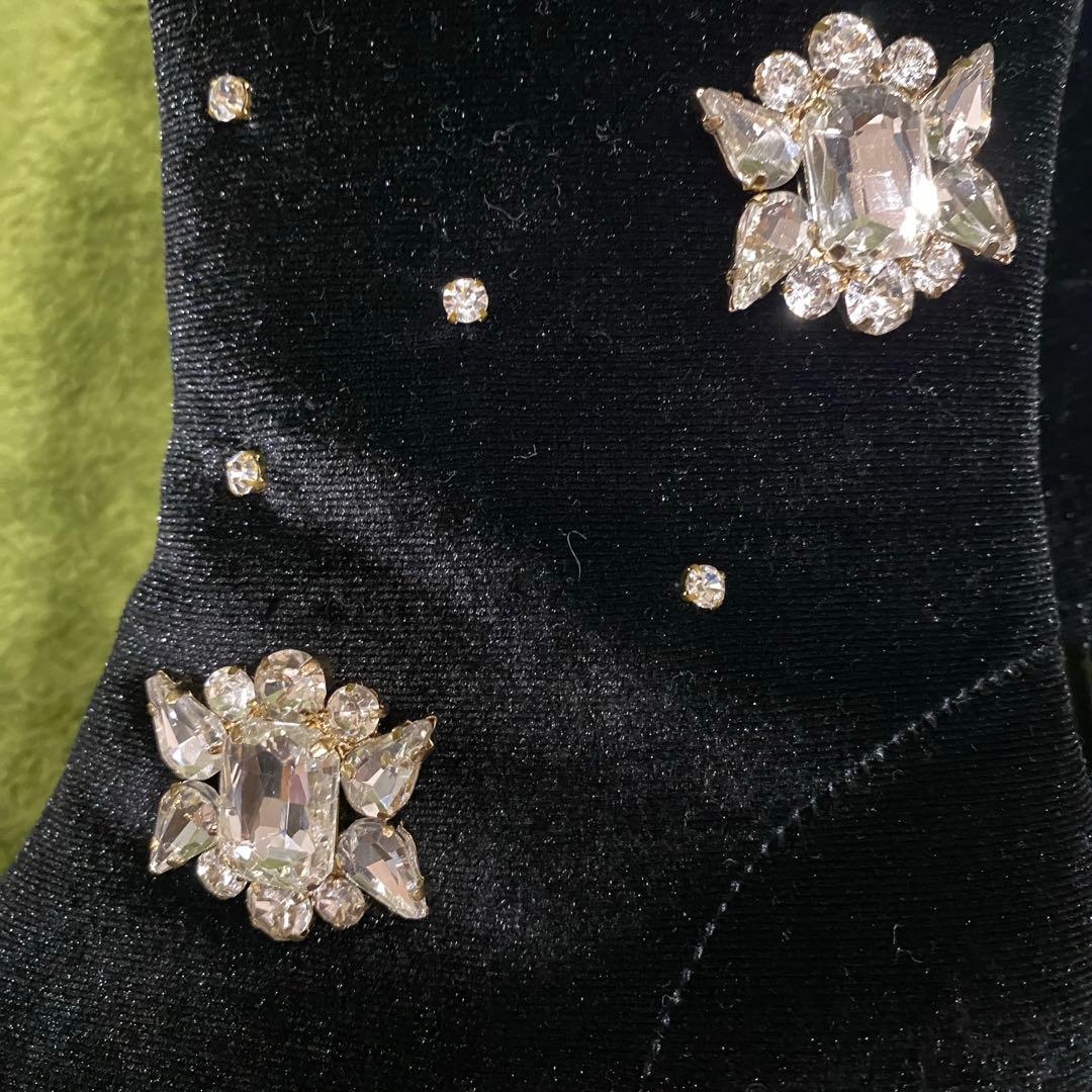 【美品】オリエンタル トラフィック/ブーツ/ブラック/ビジュー付き/Mサイズ