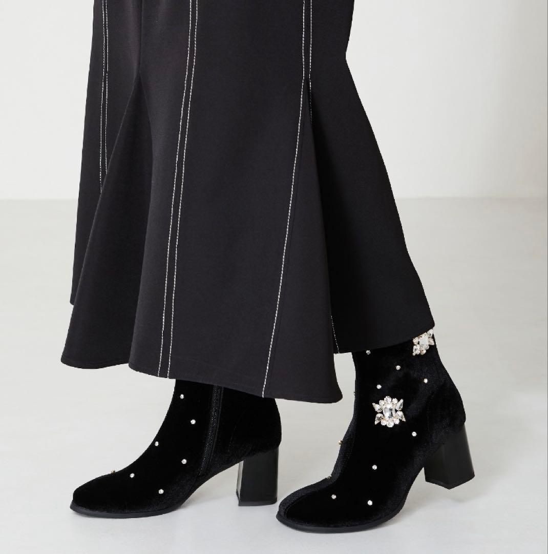 【美品】オリエンタル トラフィック/ブーツ/ブラック/ビジュー付き/Mサイズ