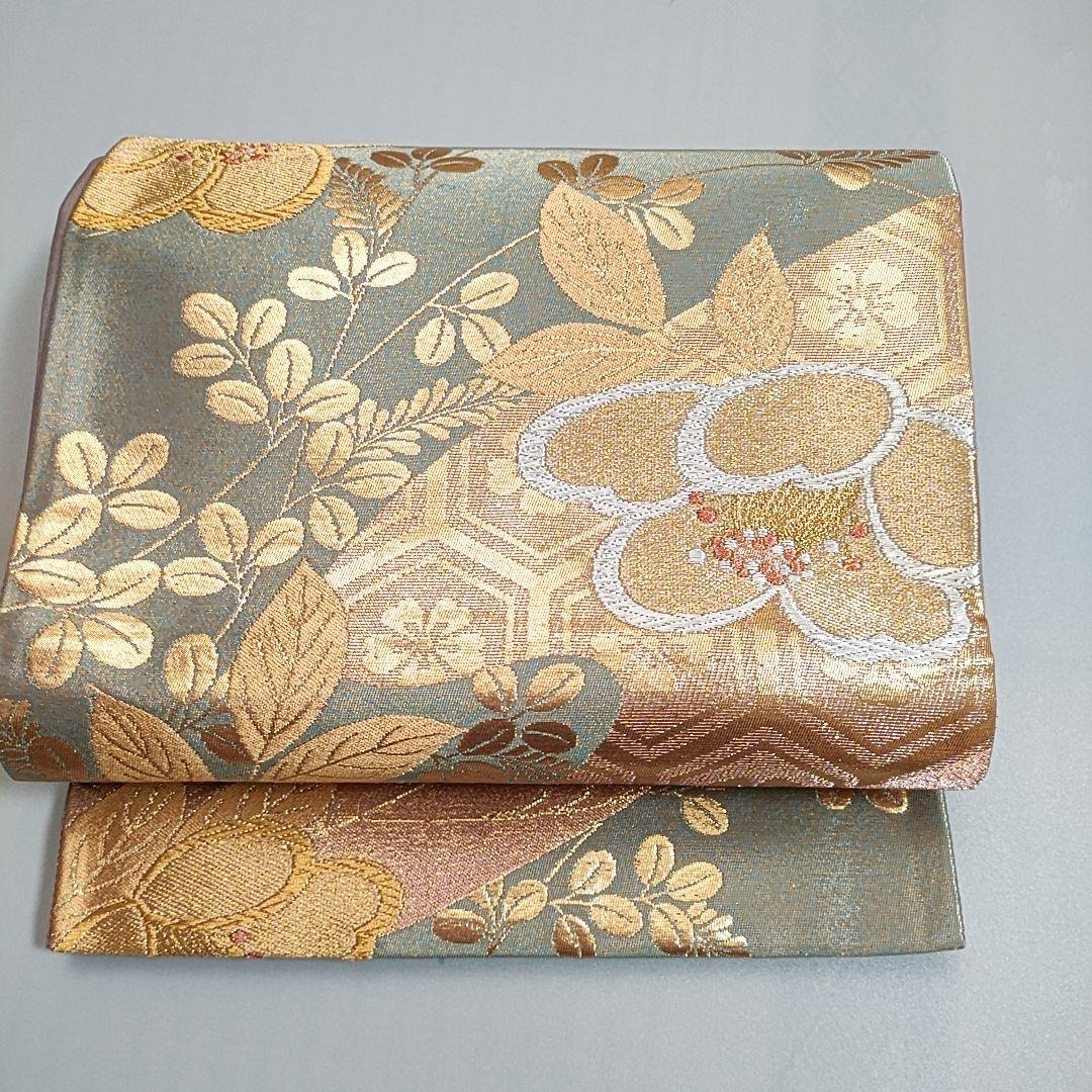 着物 袋帯 振袖帯 六通 花柄 ボタニカル 和装