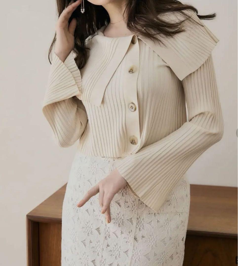 新品herlipto【新色】Big Collar Ribbed Knit Top Big Collar Summer Knit Top