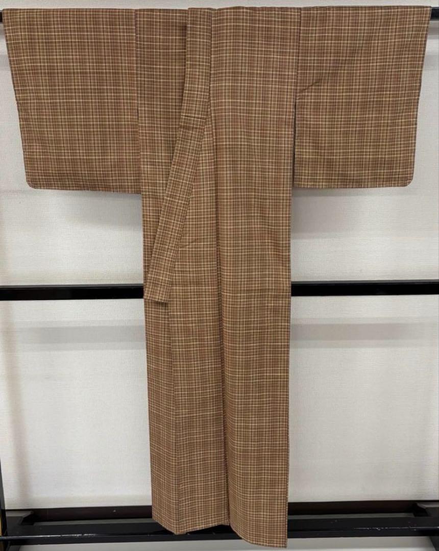 ホット商品 郡上調紬 メルカリ - MB-9815 正絹 着物 可愛い格子柄 着物・浴衣