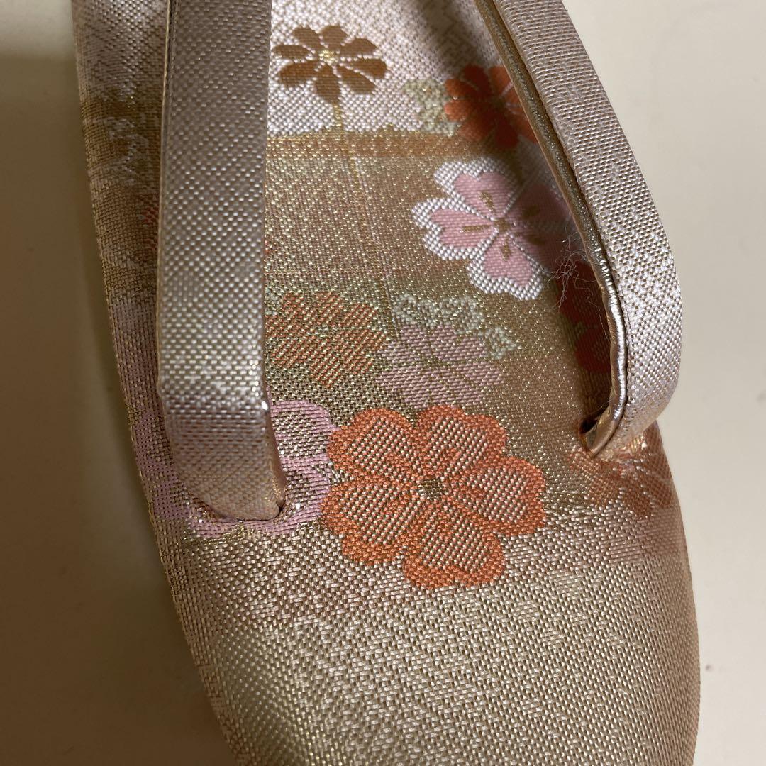 佐賀錦　草履とバッグのセット Lサイズ 花柄