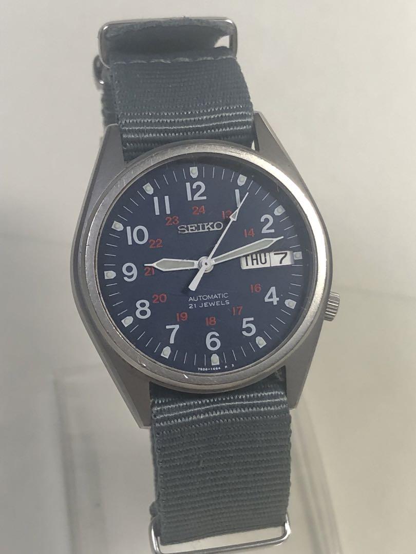 完動 薄型軽量SEIKO ボーイズミリタリー 7S26-3060 ネイビー文字盤